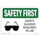 Signmission OSHA Sign, Glasses Required In Lab W/ Symbol, 18in X 12in Aluminum, 18" W, 12" H, Landscape OS-SF-A-1218-L-10932 - alternate 1